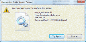 Destination Folder Access Denied