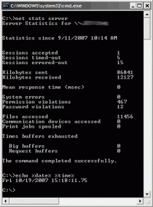 Command prompt showing the uptime