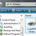Screenshot of the Printers applet showing the new printer