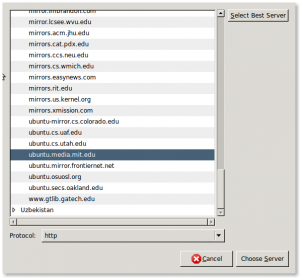 Choose the MIT repository under "United States"