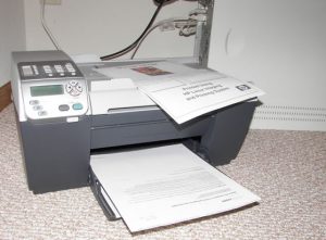 Printer temporarily sitting beside the server