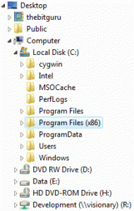 Directory tree showing the Program Files (x86) folder