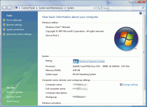 System properties showing the 64-bit Windows Vista
