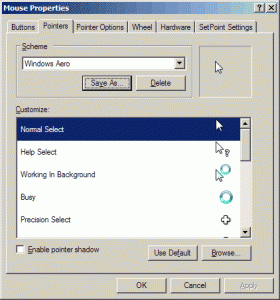 Windows' Mouse Control Panel Applet