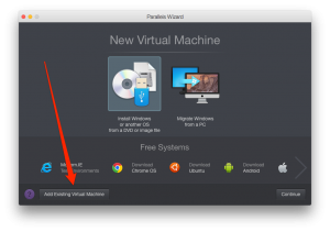 Click on the Add Existing Virtual Machine button.